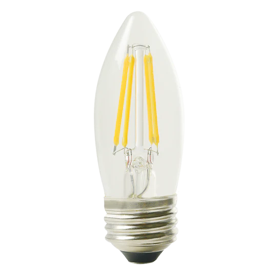 Luxrite LED B11 Torpedo Tip Chandelier Light Bulb, E26 Medium Base, 5W, 2700K - Warm White, 550 Lumens, 80 CRI, Clear Finish, Dimmable (LR21602) - Cheap-Us