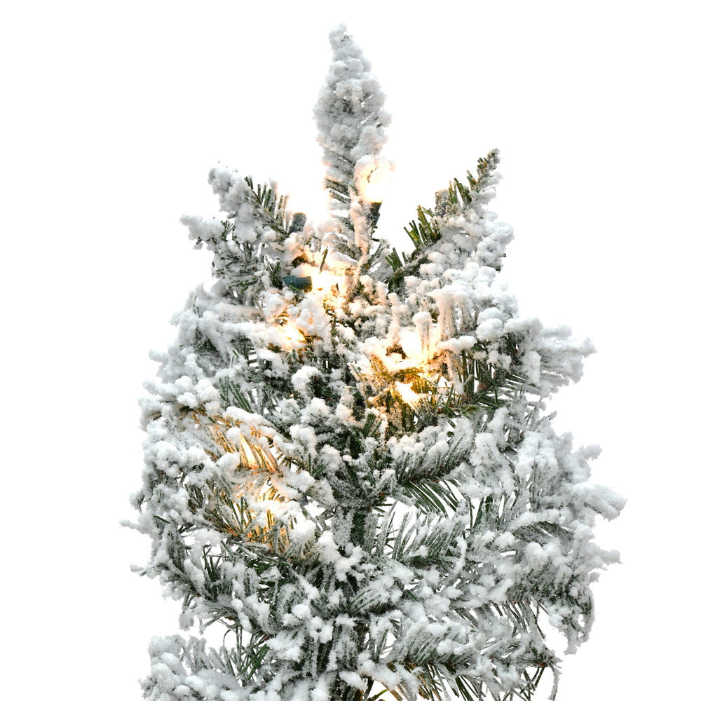 Vickerman 9' Flocked Utica Fir Slim Artificial Christmas Tree Pure White Single Mold LED Lights - Cheap-Us