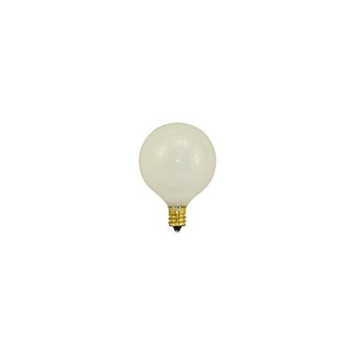 Bulbrite B25G16WH 25 Watt Incandescent G16.5 Globe, Candelabra Base, White, 2-Pack - Cheap-Us
