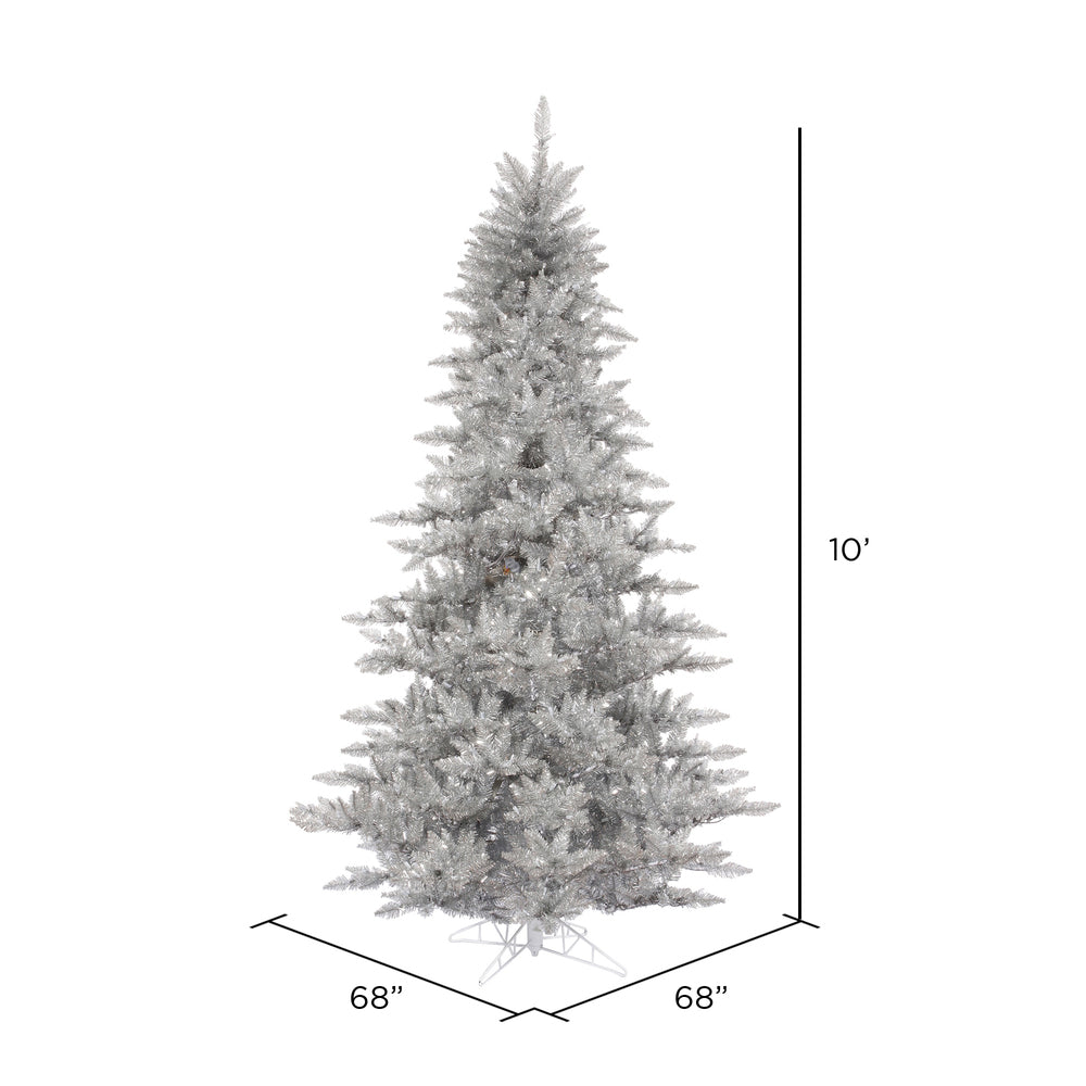 Vickerman 10' Silver Tinsel Fir Artificial Christmas Tree Unlit - Cheap-Us