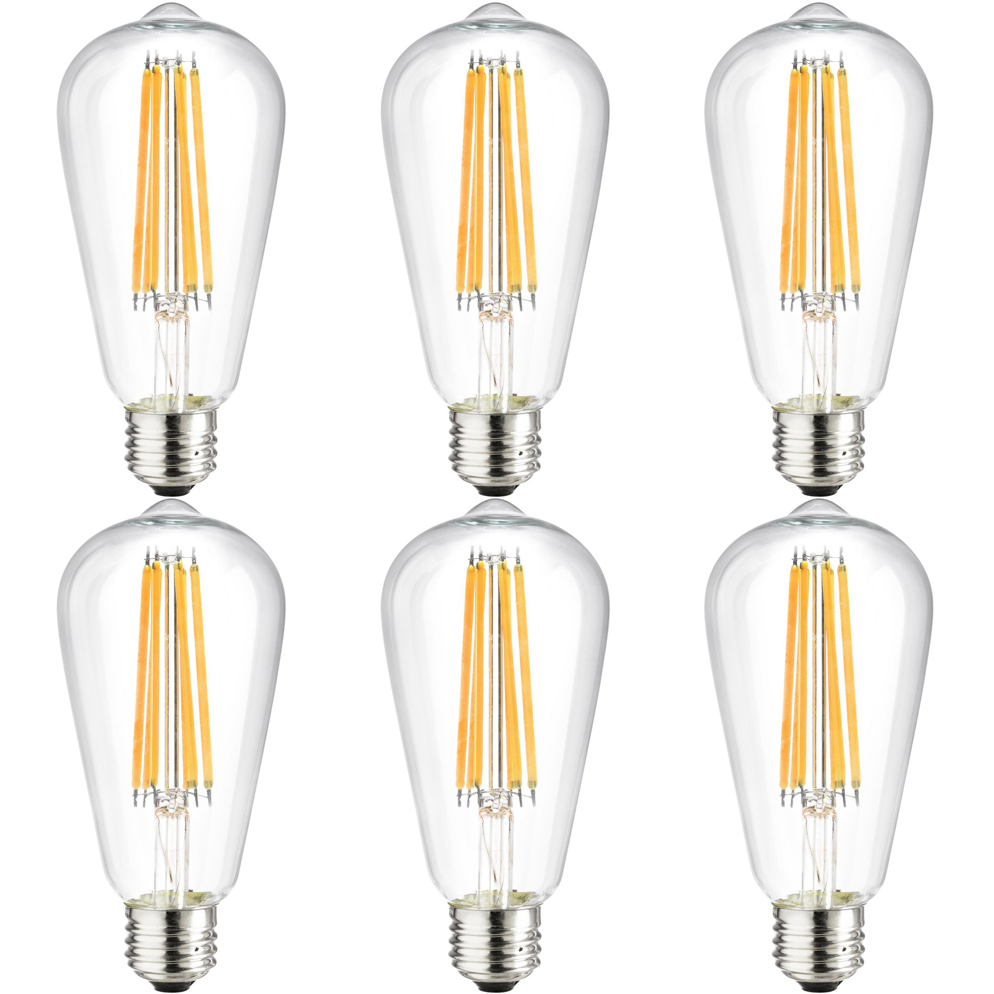 Sunlite S19/LED/AQ/6W/DIM/CL/27K/LONG LED 6W (60W Equivalent) Clear Filament Styled S19 Decorative Tear Drop Light Bulbs, Dimmable 2700K Warm White Light, Medium (E26) Base - Cheap-Us