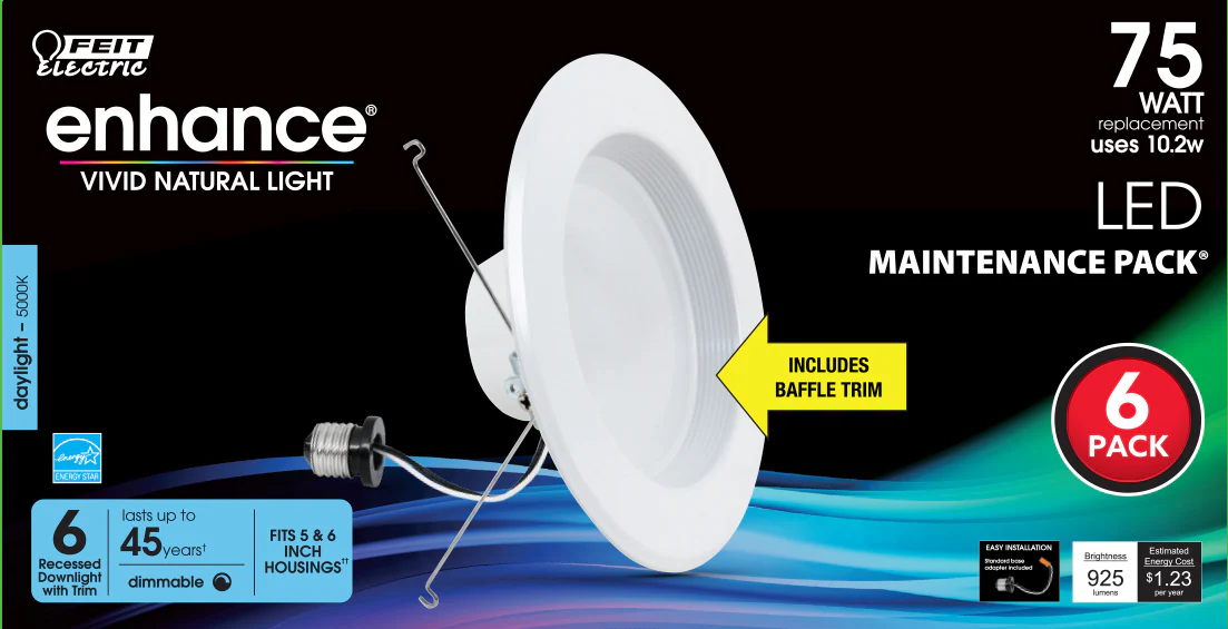 925 Lumen 5000K 5-6 Inch Dimmable Recessed Downlight - Cheap-Us