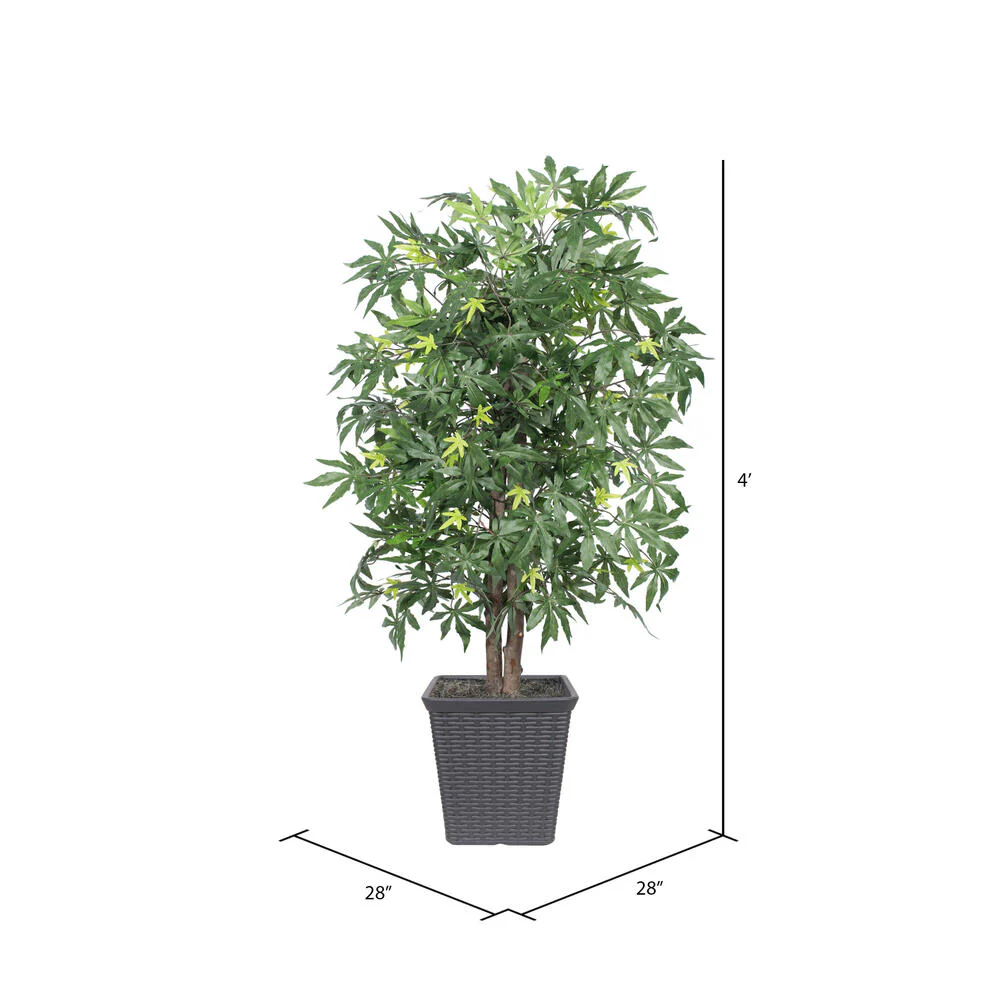 Vickerman 4' Artificial Japanese Maple Bush Gray Square Plastic Container - Cheap-Us