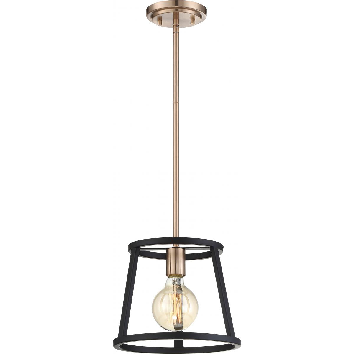 60-6641 CHASSIS 1 LT MINI PENDANT Chassis- 1 Light Mini Pendant - Copper Brushed Brass and Matte Black Finish - Cheap-Us
