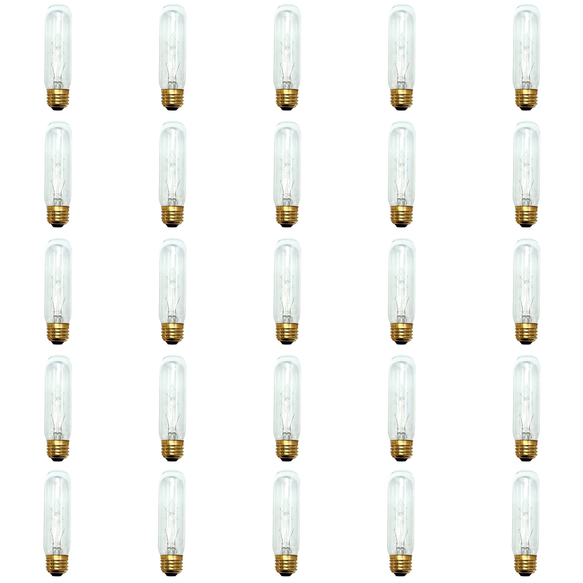 BULBRITE INCANDESCENT T10 MEDIUM SCREW (E26) 25W DIMMABLE LIGHT BULB 2700K/WARM WHITE 25PK (704125) - Cheap-Us