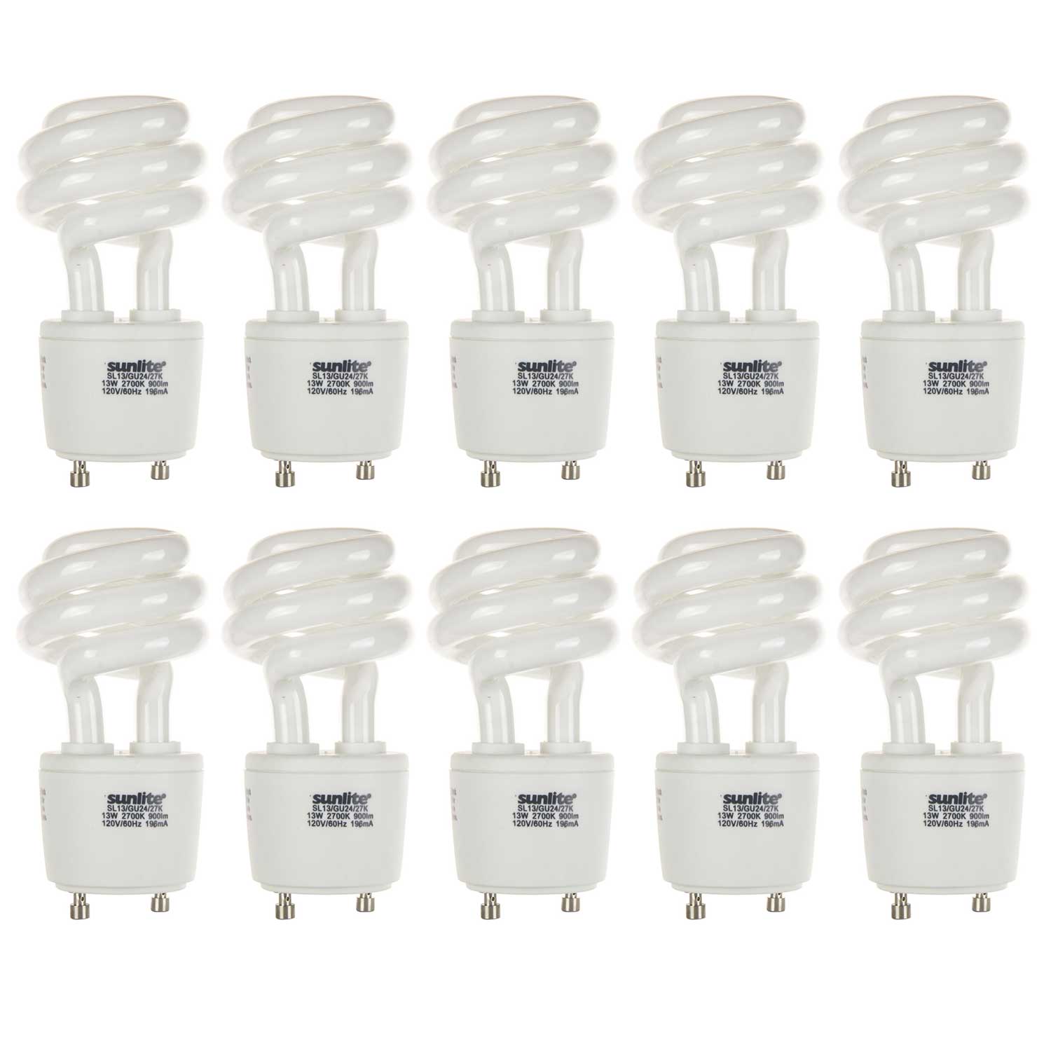 Sunlite 13 Watt GU24 Sprial, GU24 Base, Warm White - Cheap-Us