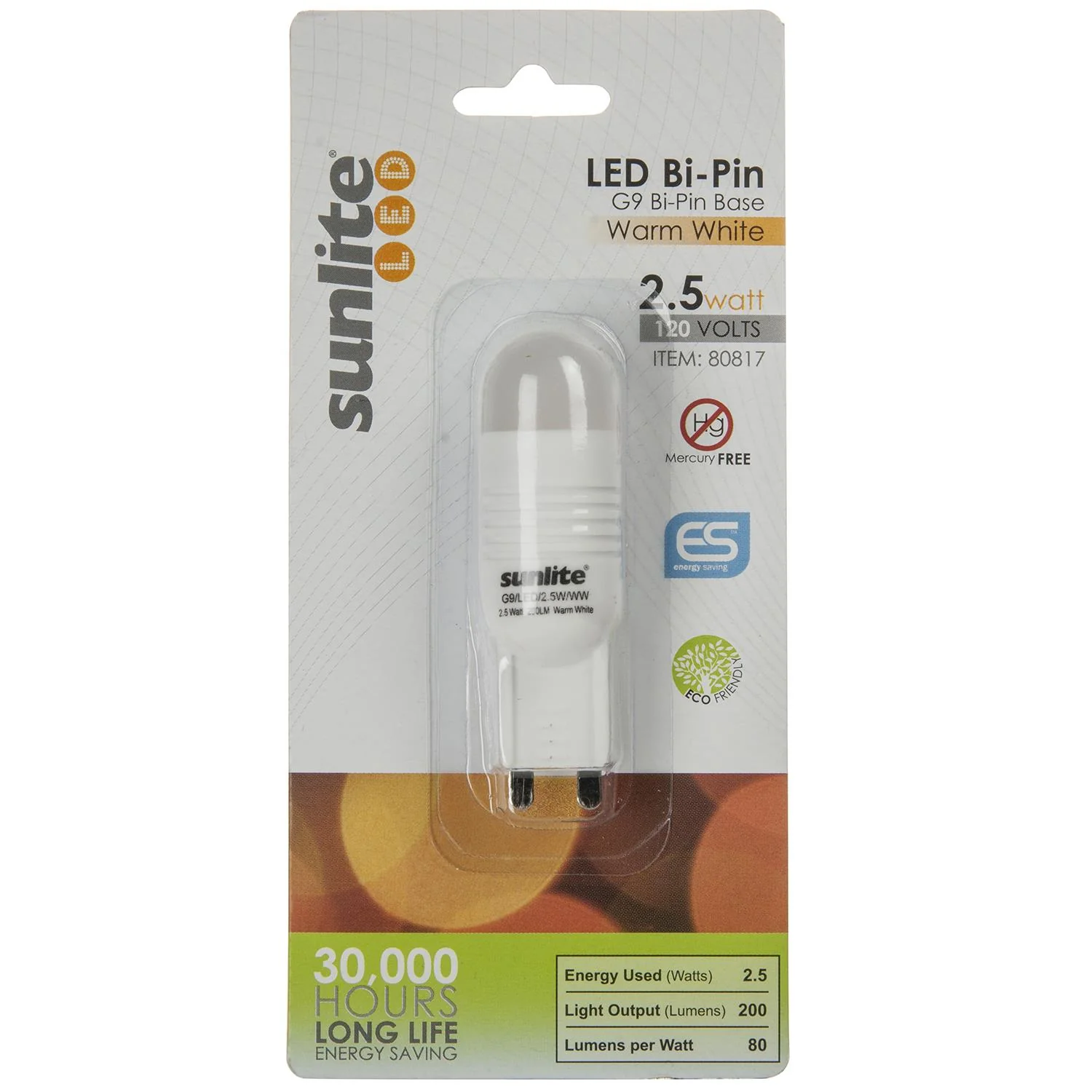 Sunlite LED Single Ended G9 Bi-Pin 2.5W (25WW Equivalent) Light Bulb Bi-Pin (G9) Base, Warm White - Cheap-Us