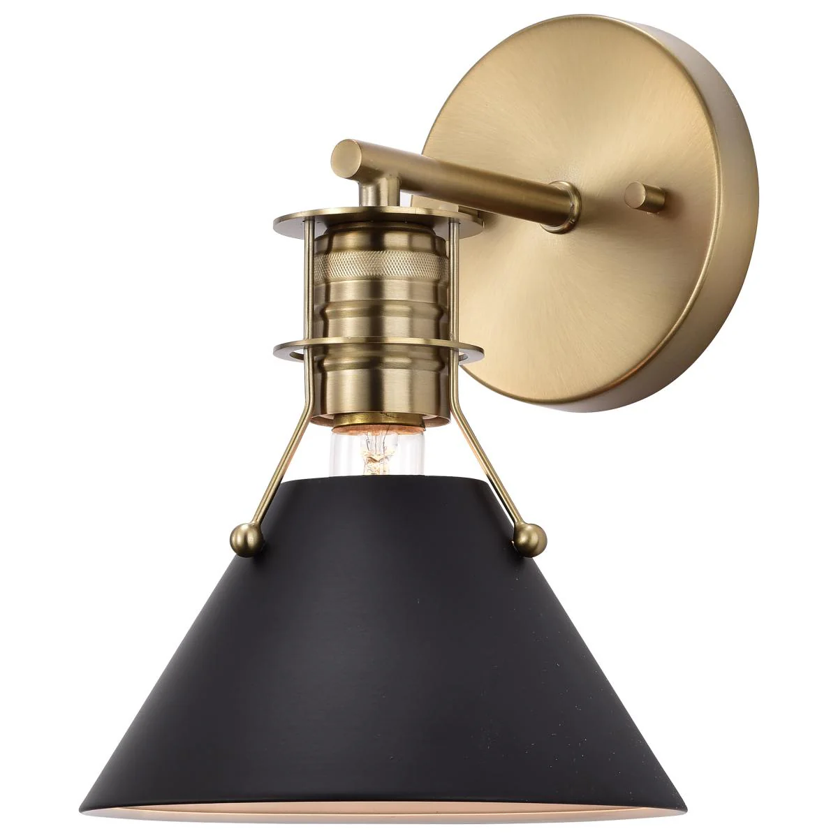 60-7519 OUTPOST 1 LIGHT WALL SCONCE Outpost; 1 Light; Wall Sconce; Matte Black with Burnished Brass - Cheap-Us