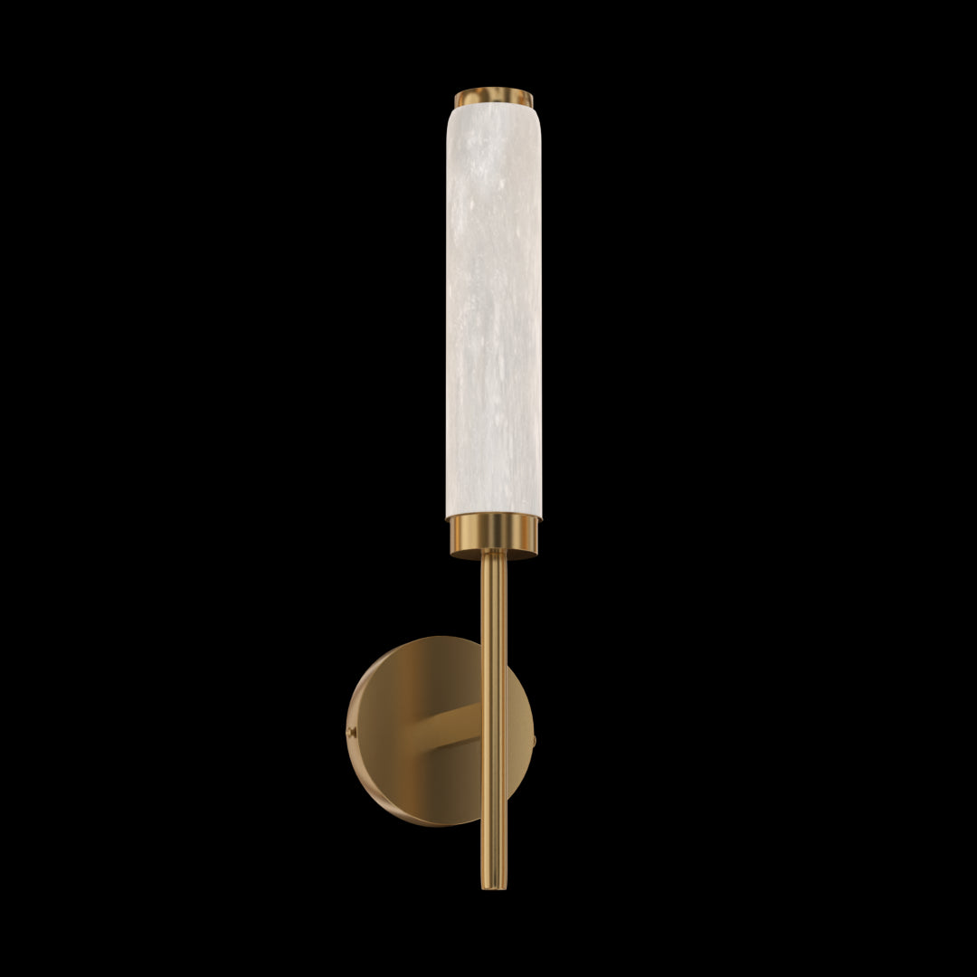 Clarus One Light Modern Cylinder Wall Sconce Brass Finish with Marble Shade - Cheap-Us