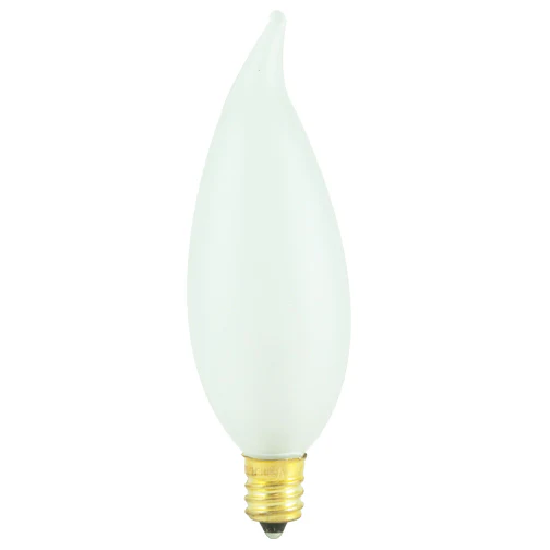 Bulbrite 25CFF/32/3 25 Watt Incandescent CA10 Flame Tip Chandelier Bulb, Candelabra Base, Frost - Cheap-Us