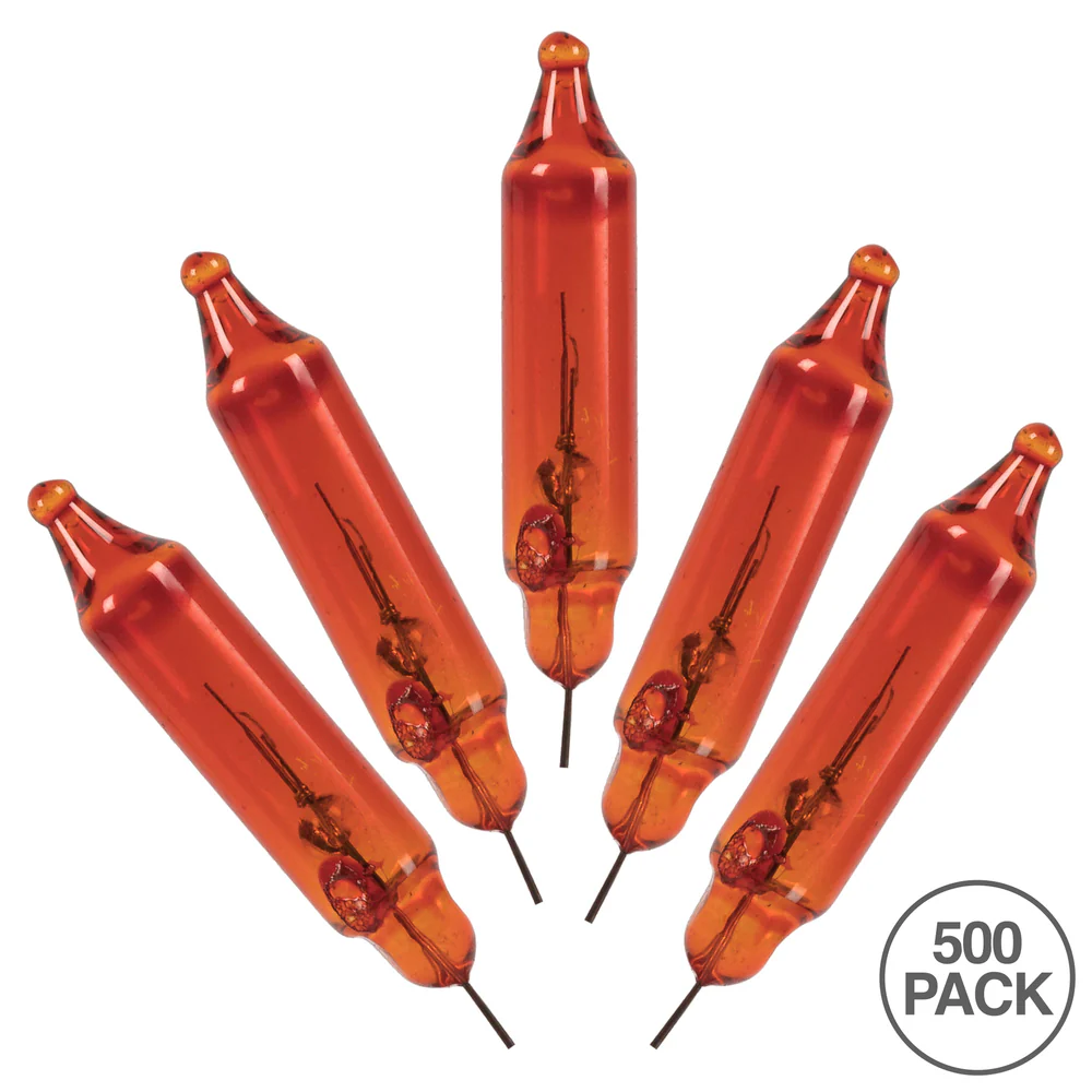 Vickerman Amber Glass Incandescent Mini Bulb with Pinched Base 3.5 Volt 125mA 500/Bag - Cheap-Us