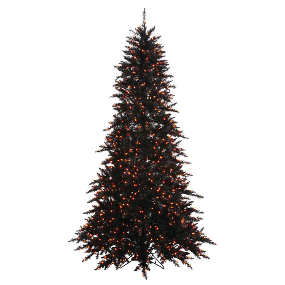 Vickerman 5.5' Black Fir Artificial Christmas Tree Orange Dura-lit LED Lights - Cheap-Us