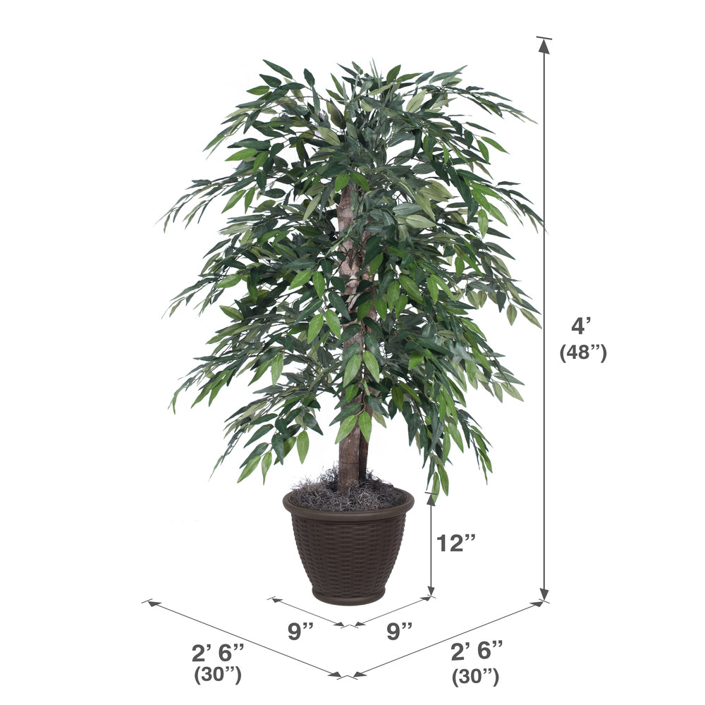 Vickerman 4' Artificial Green Smilax Bush Brown Plastic Container. - Cheap-Us