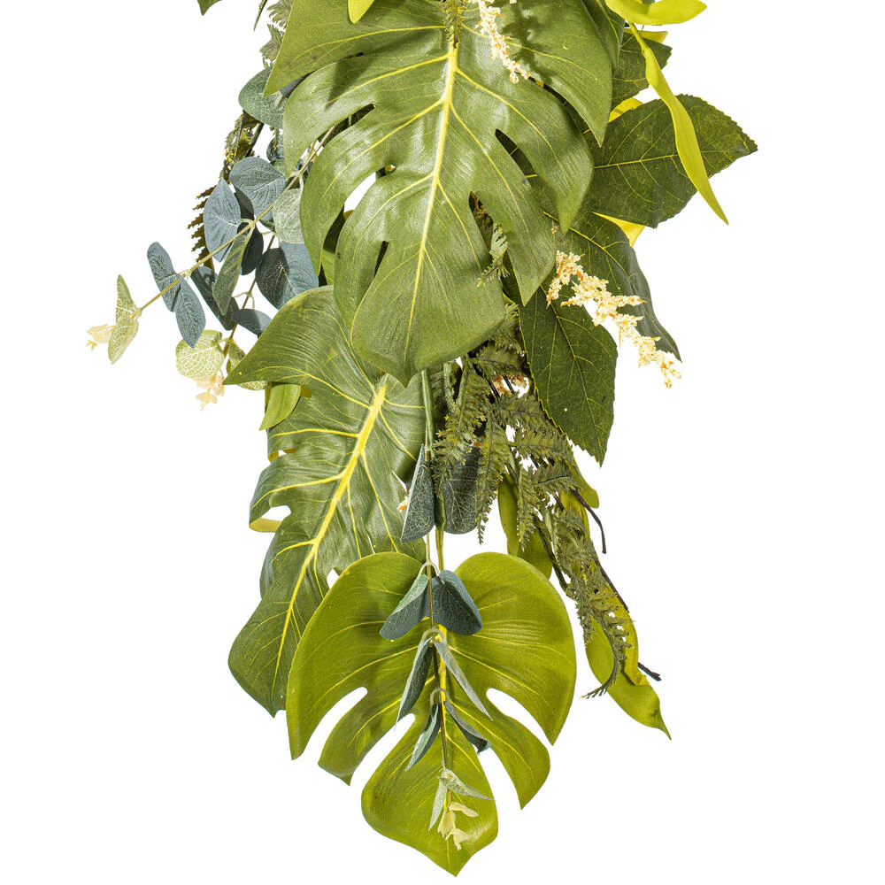 Vickerman 6'Artificial Green Mixed Jungle Foliage Garland. Combination of leaves. - Cheap-Us