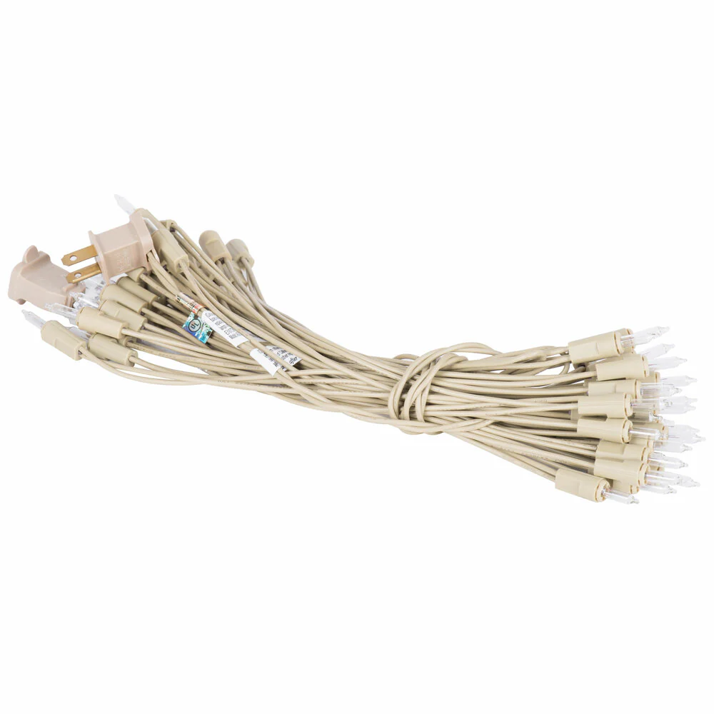 Vickerman 50 Clear Dura-lit Mini Light on Champagne Wire, 37' Christmas Light Strand - Cheap-Us