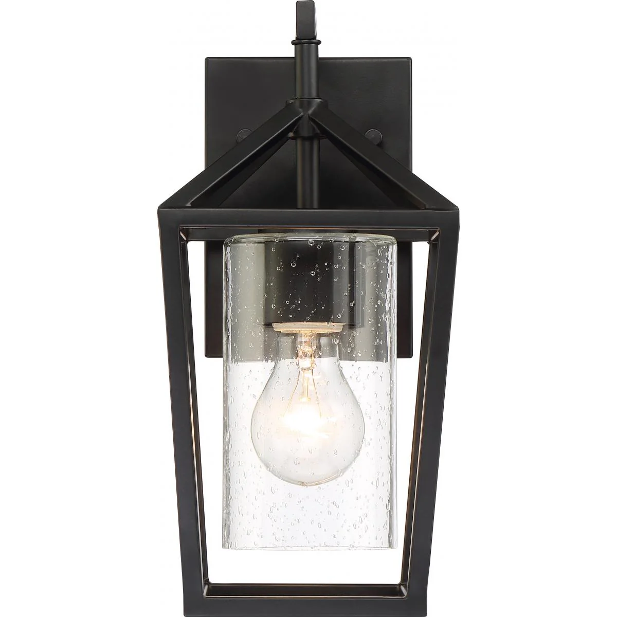 60-6591 HOPEWELL 1 LT SMALL LANTERN Hopewell- 1 Light Small Wall Lantern - with Clear Seeded Glass - Matte Black Finish - Cheap-Us