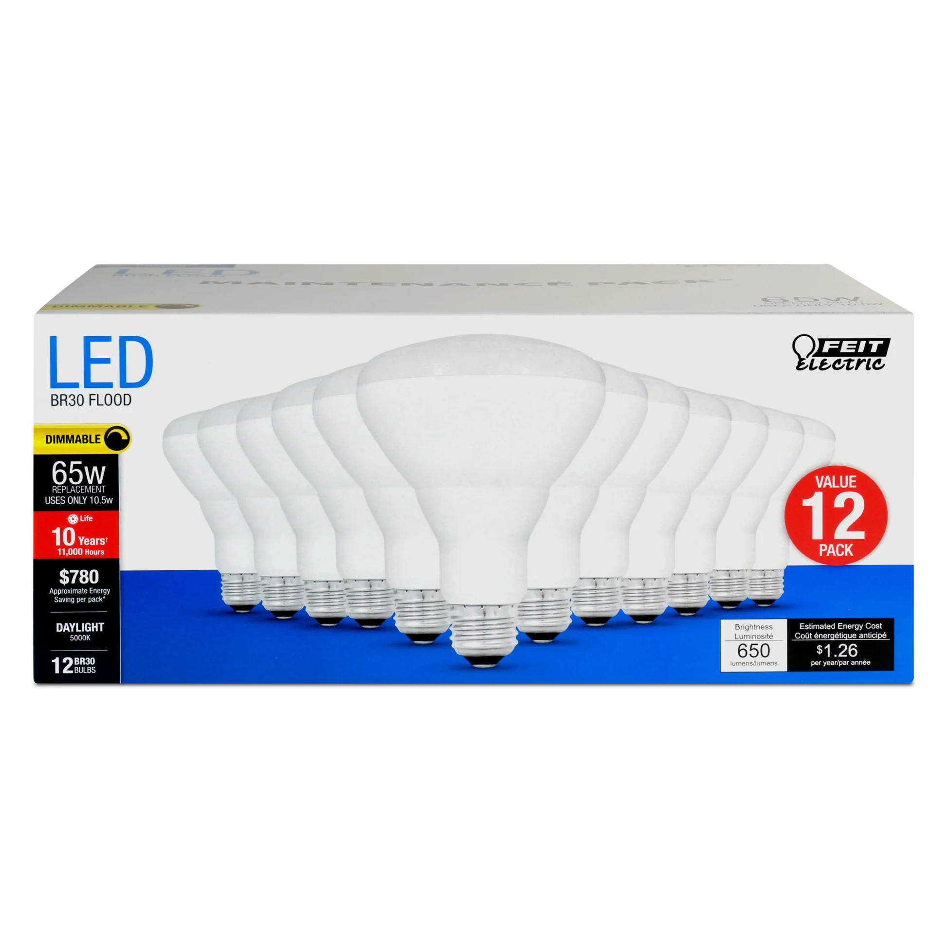 650 Lumen 5000K Dimmable BR30 LED - Cheap-Us