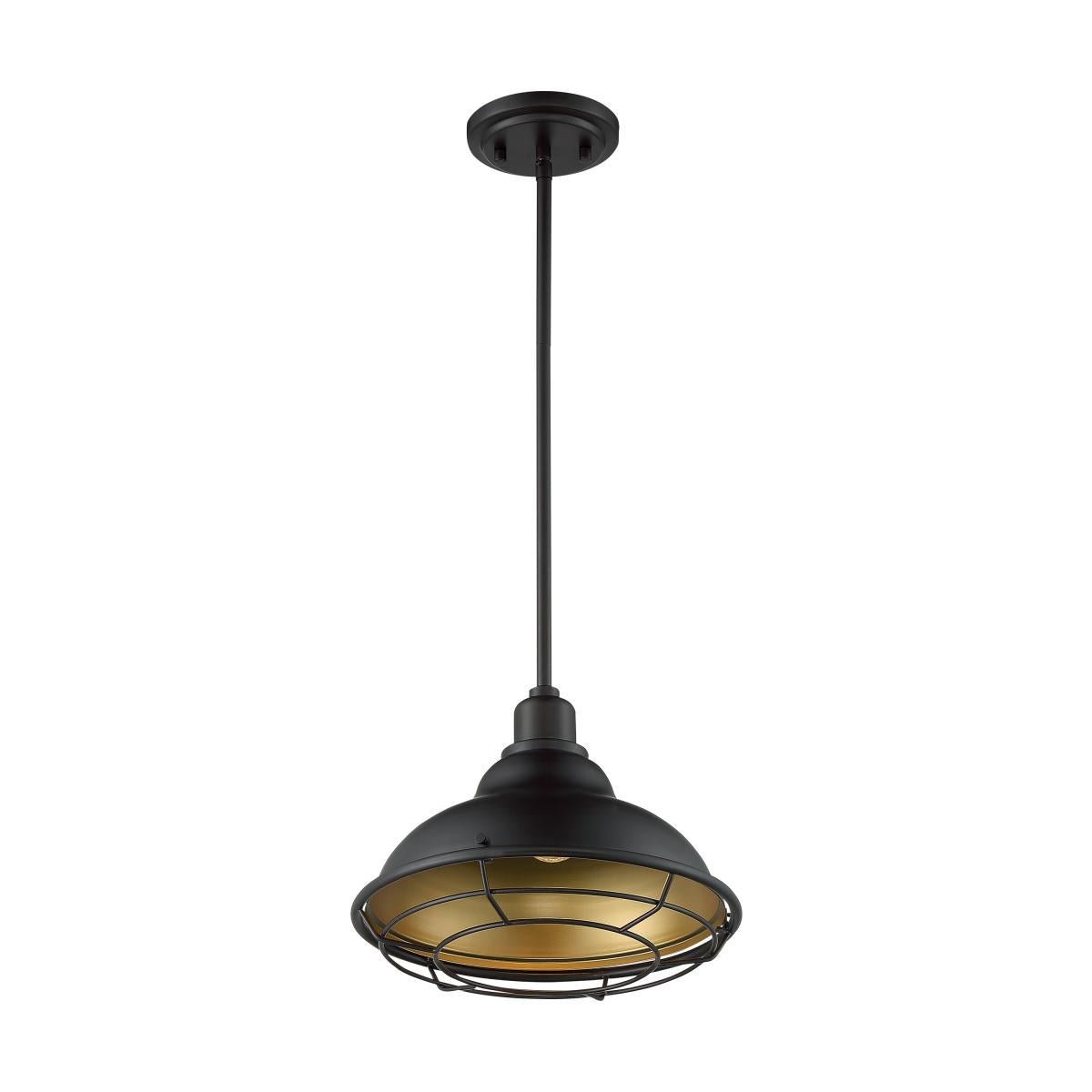 60-7014 NEWBRIDGE 1LT LARGE PENDANT Newbridge - 1 Light Pendant with- Dark Bronze and Gold Finish - Cheap-Us