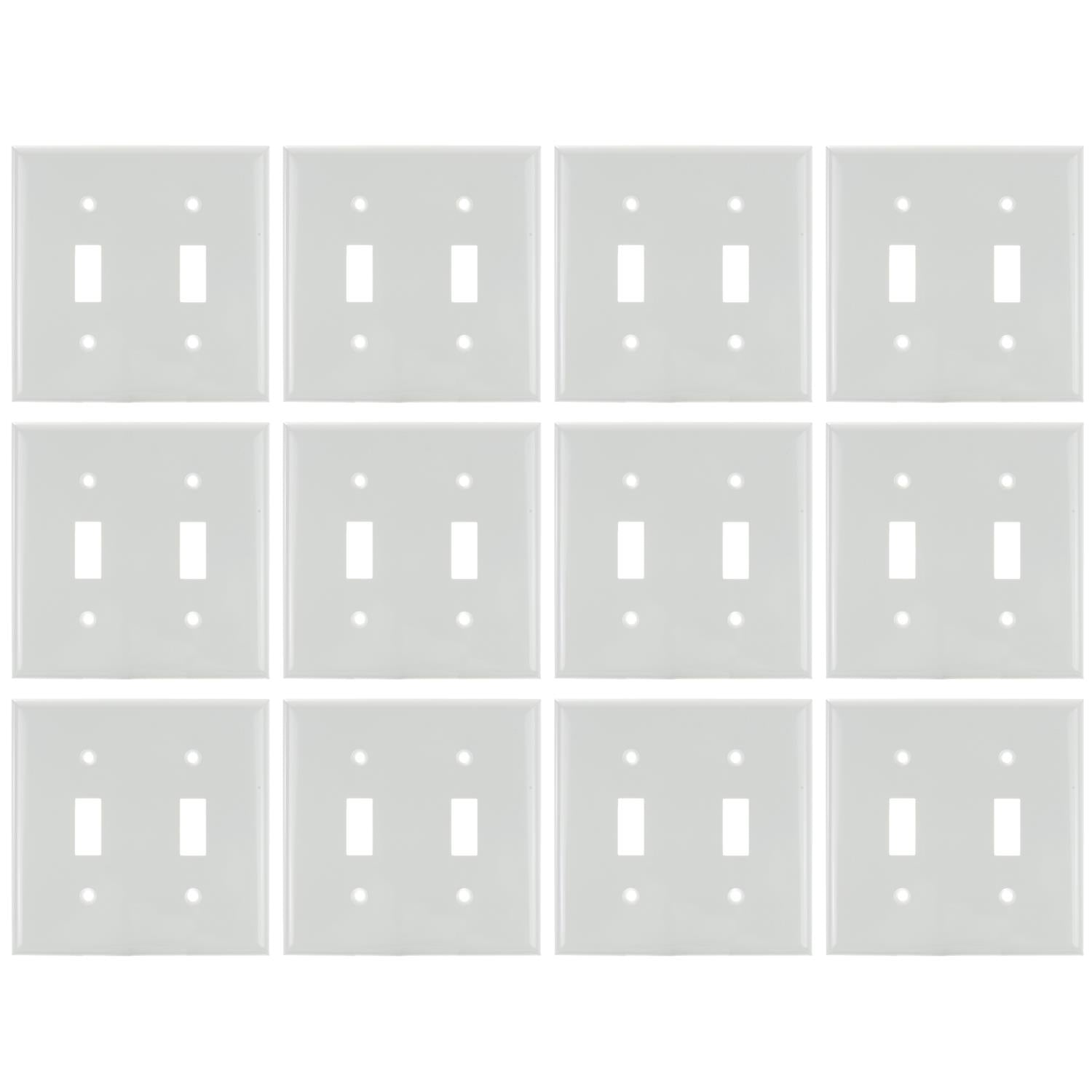 Sunlite E102/W 2 Gang Toggle Switch Plate, White - Cheap-Us