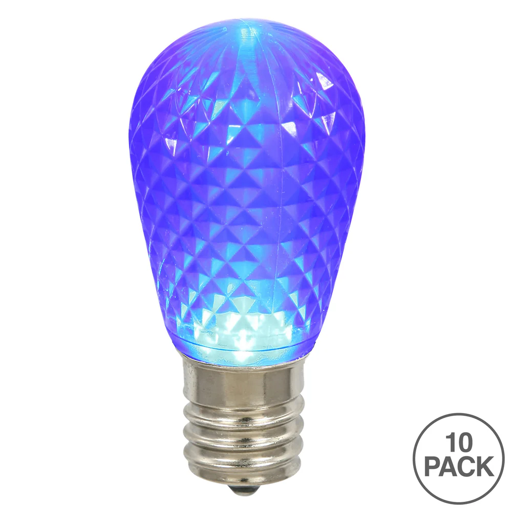 Vickerman S14 LED Blue Faceted Replacement Bulb E26 Nickel Base, 20 Pack. - Cheap-Us