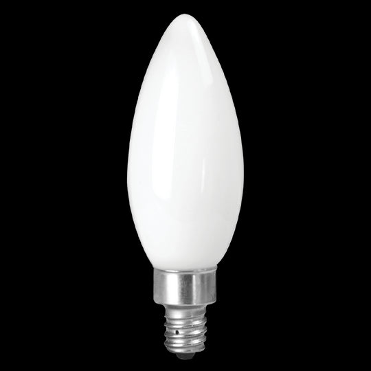 Luxrite LED B11 Torpedo Tip Chandelier Light Bulb, E12 Candelabra Base, 4W, 2700K - Warm White, 400 Lumens, 80 CRI, White Finish, Dimmable (LR21552) - Cheap-Us