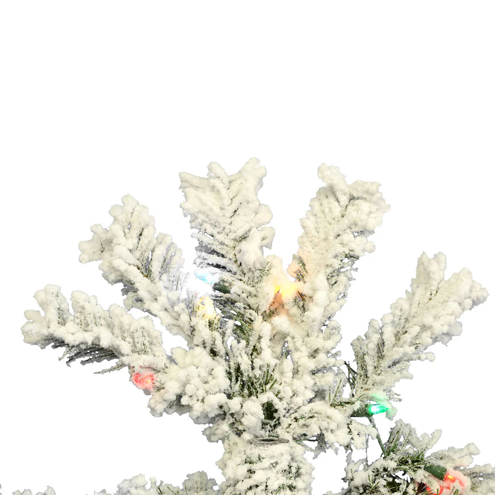 Vickerman 7.5' Flocked Pacific Artificial Christmas Tree Multi-Colored LED Lights - Cheap-Us