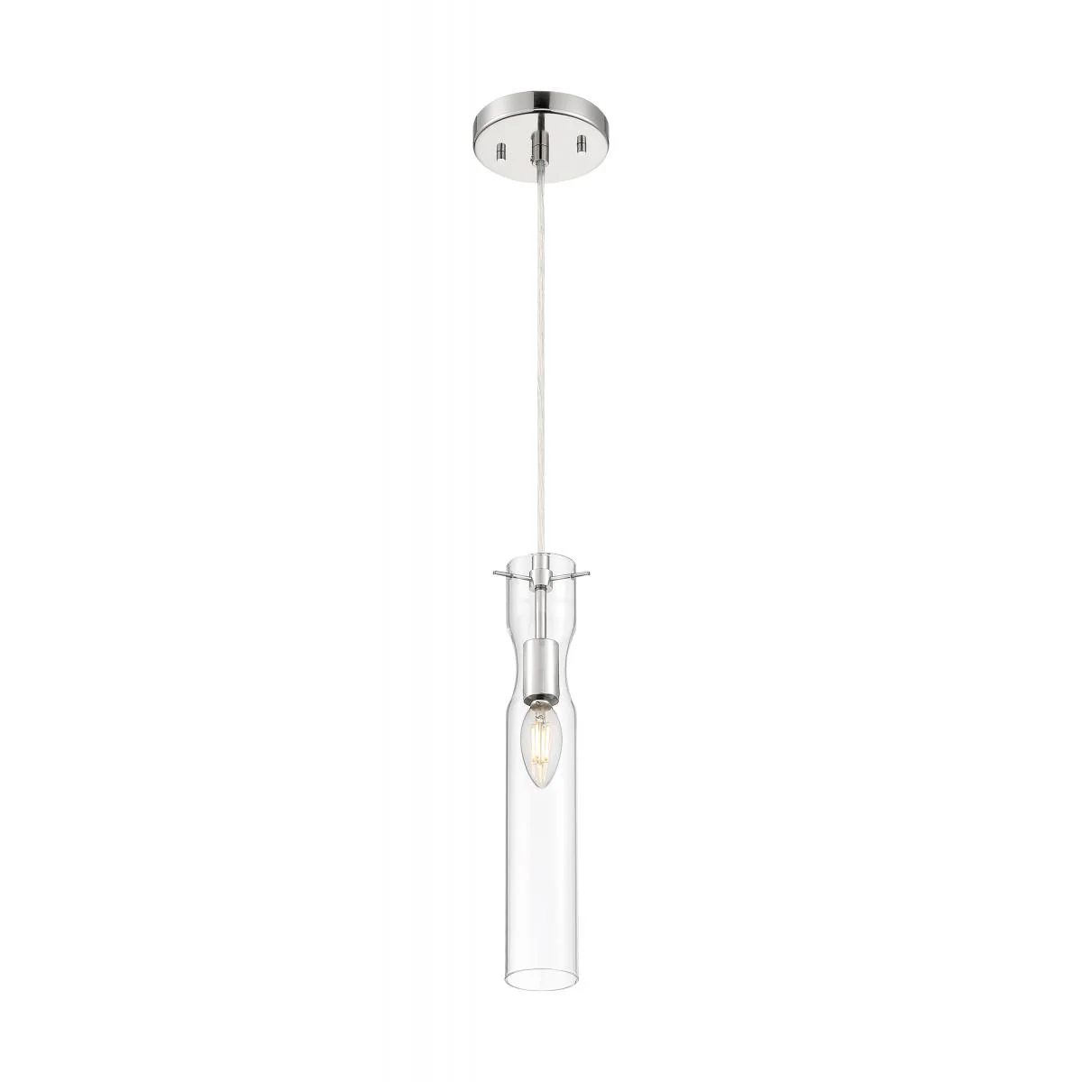 60-6866 SPYGLASS 1 LIGHT MINI PENDANT Spyglass - 1 Light Mini Pendant with Clear Glass - Polished Nickel Finish - Cheap-Us
