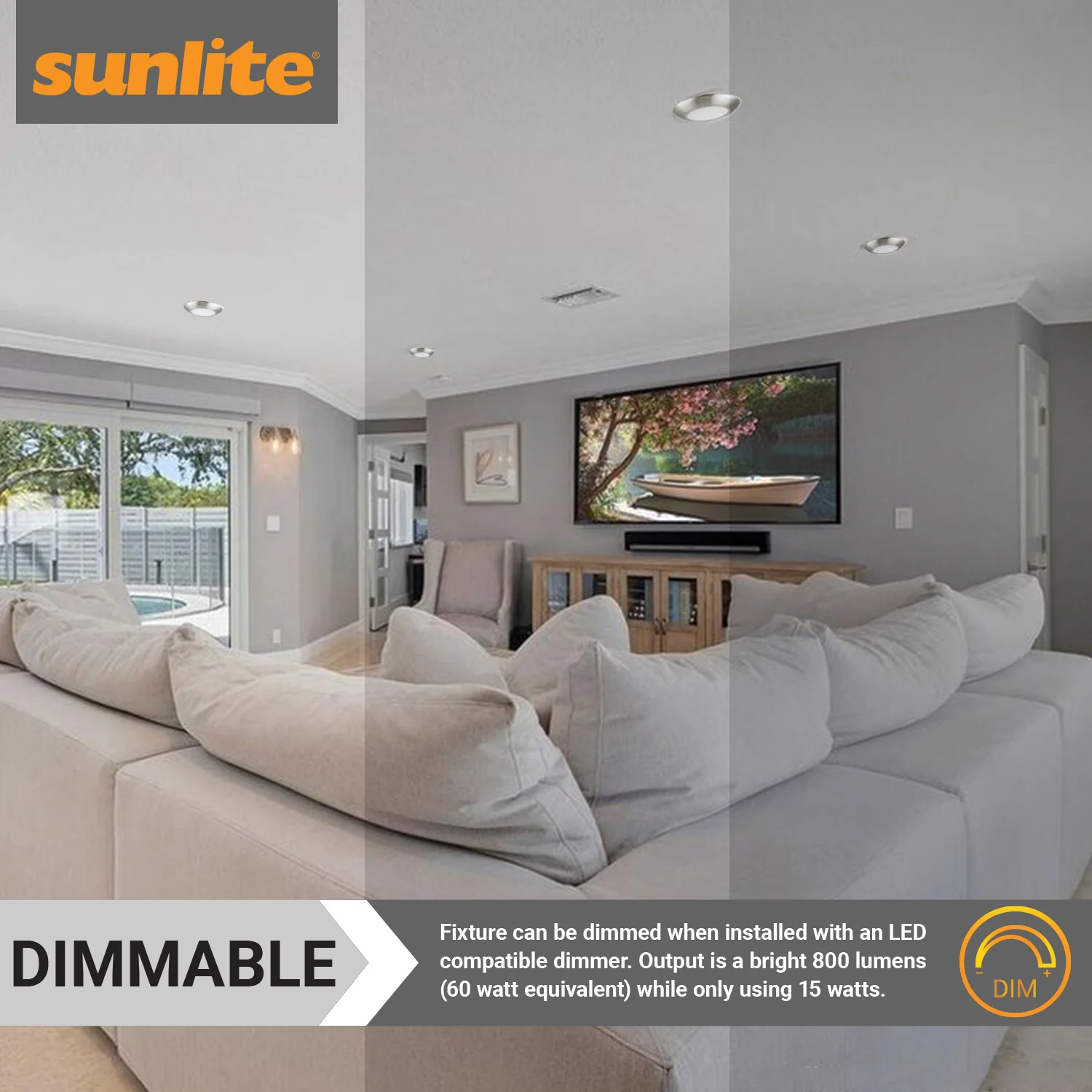 Sunlite 6-Inch Round LED Mini Flat Panel Fixture, 15 Watts (60W Equivalent), 120 Volts, Color Tunable (30K/40K/50K), 800 Lumens, Dimmable, 50,000 Hour Life Span, ETL Listed, Brushed Nickel Finish - Cheap-Us