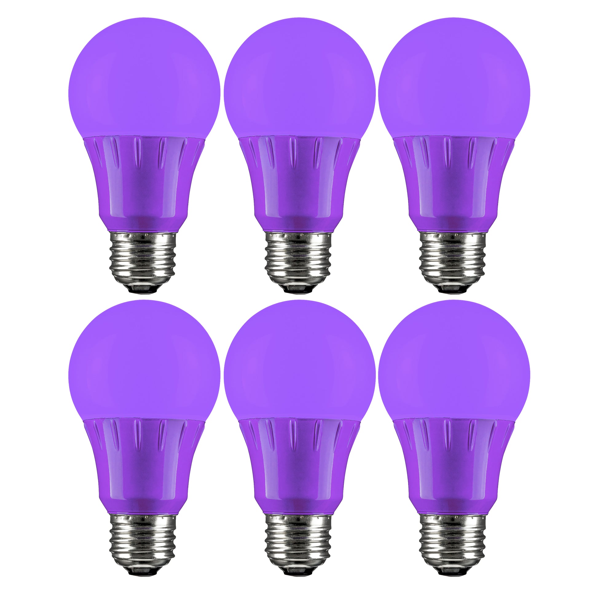 Sunlite 40946 LED A19 Colored Light Bulb, 3 Watts (25w Equivalent), E26 Medium Base, Non-Dimmable, UL Listed, Party Decoration, Holiday Lighting, Purple, 6 Pack - Cheap-Us