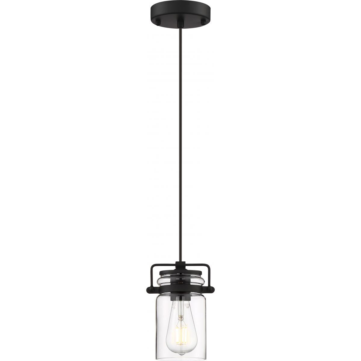 60-6732 ANTEBELLUM 1 LT MINI PENDANT Antebellum - 1 Light Mini Pendant - with Clear Glass -Matte Black Finish - Cheap-Us