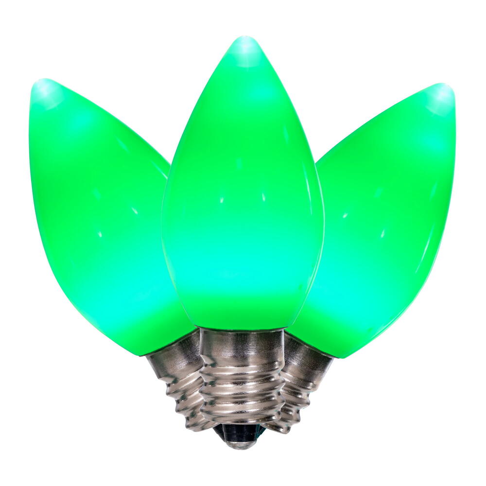 Vickerman C7 Ceramic LED Green Bulb  Nickel Base  120V .6 Watts  3 diodes 25 Bulbs per bag - Cheap-Us