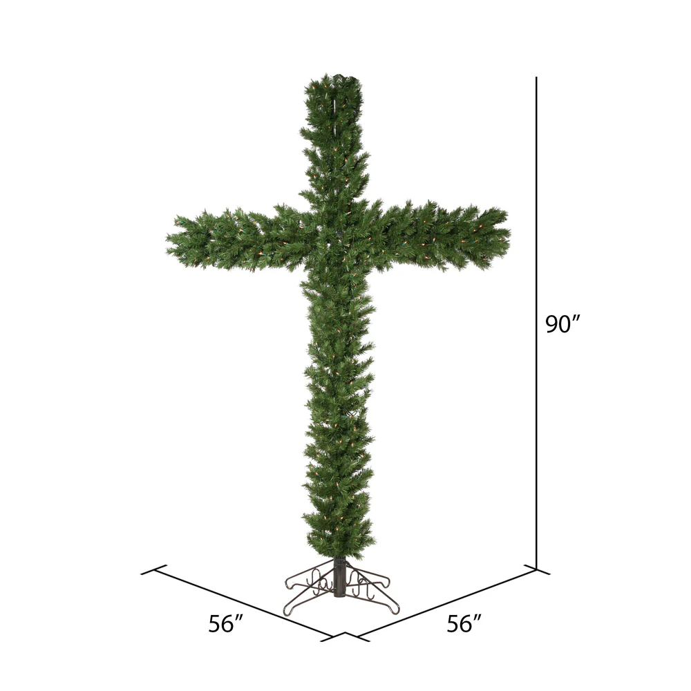 Vickerman 7.5' Artificial Christmas Cross Warm White Dura-lit LED Lights - Cheap-Us
