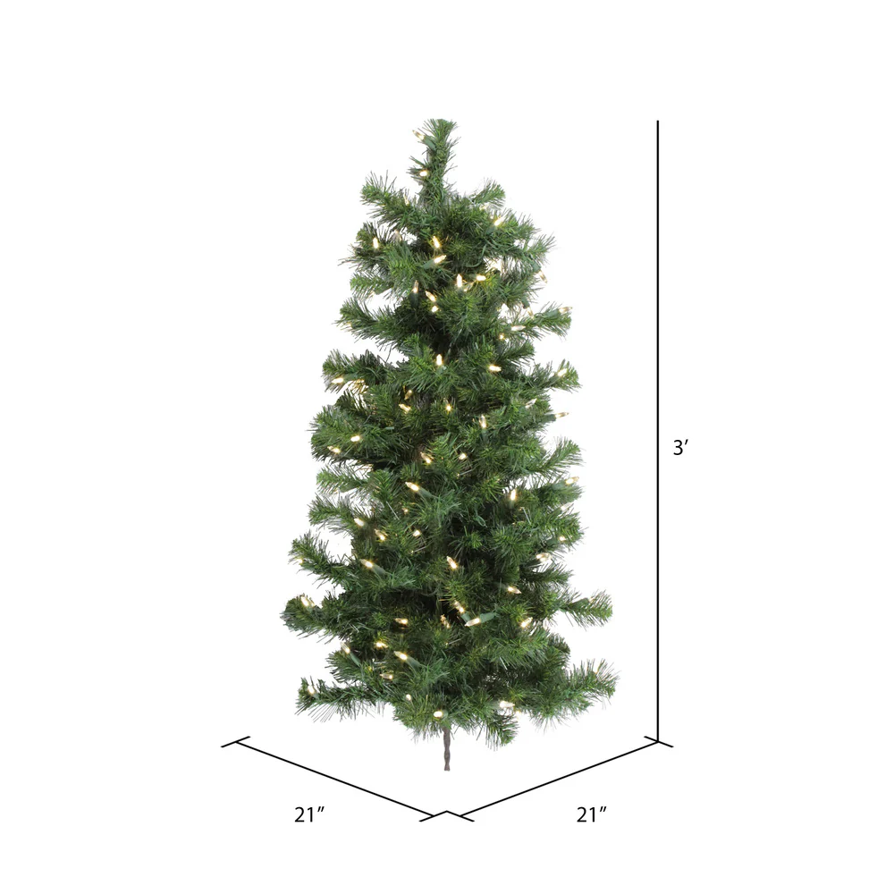 Vickerman 3' Douglas Fir Artificial Christmas Wall Tree Warm White Dura-lit LED Lights - Cheap-Us