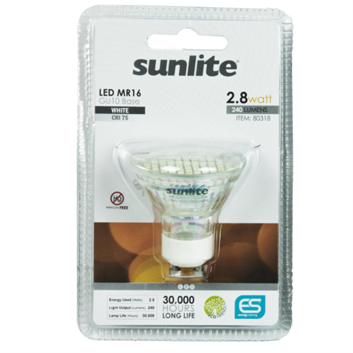 Sunlite LED MR16 Mini Reflector 2.8W (20W Equivalent) Light Bulb (GU10) Base, White - Cheap-Us