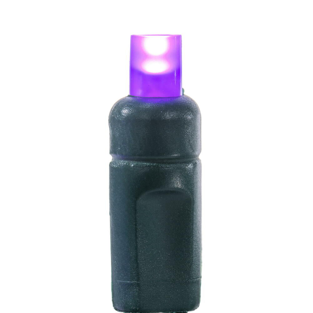 Vickerman 50 Purple Wide Angle Single Mold End-Connecting Coaxial Non-Rectified LED Light Set with 22 Gauge Green Wire, 3