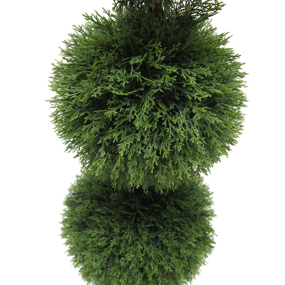 Vickerman 4' Artificial Potted Triple Ball Green Cedar Topiary. - Cheap-Us