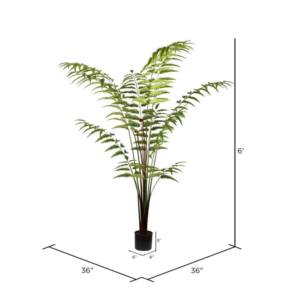 Vickerman 6' Artificial Potted Leather Fern. - Cheap-Us