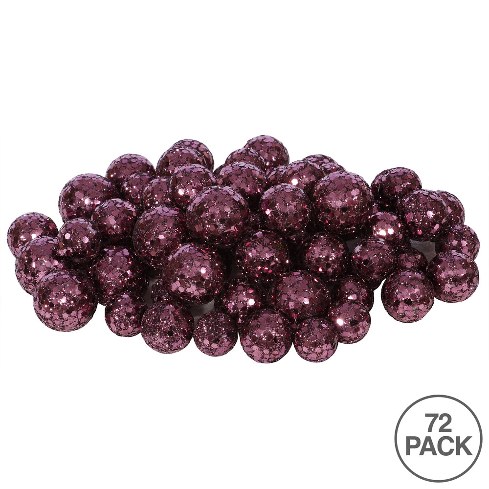 Vickerman 20MM/25MM/30MM Mauve Glitter Polystyrene Ball Christmas Ornament 72 per Bag - Cheap-Us