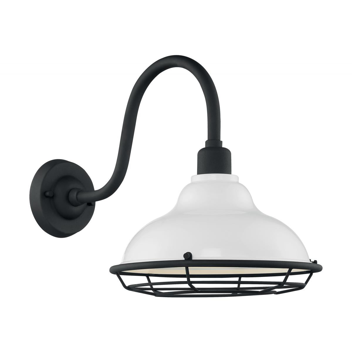 60-7022 NEWBRIDGE 1LT LG OUTDOOR WALL Newbridge - 1 Light Sconce with- Gloss White and Textured Black Finish - Cheap-Us