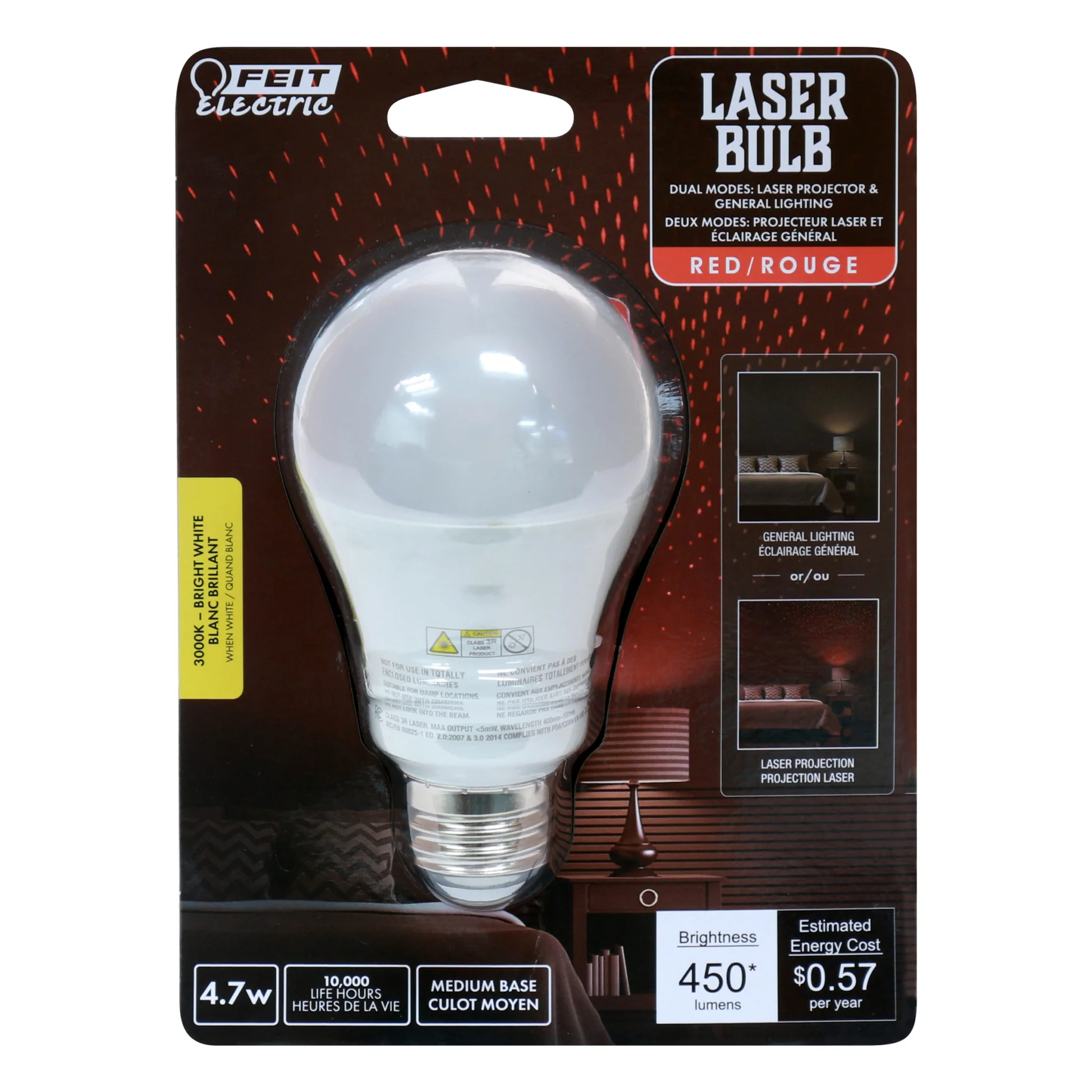 450 Lumen Warm White Red Laser A19 - Cheap-Us