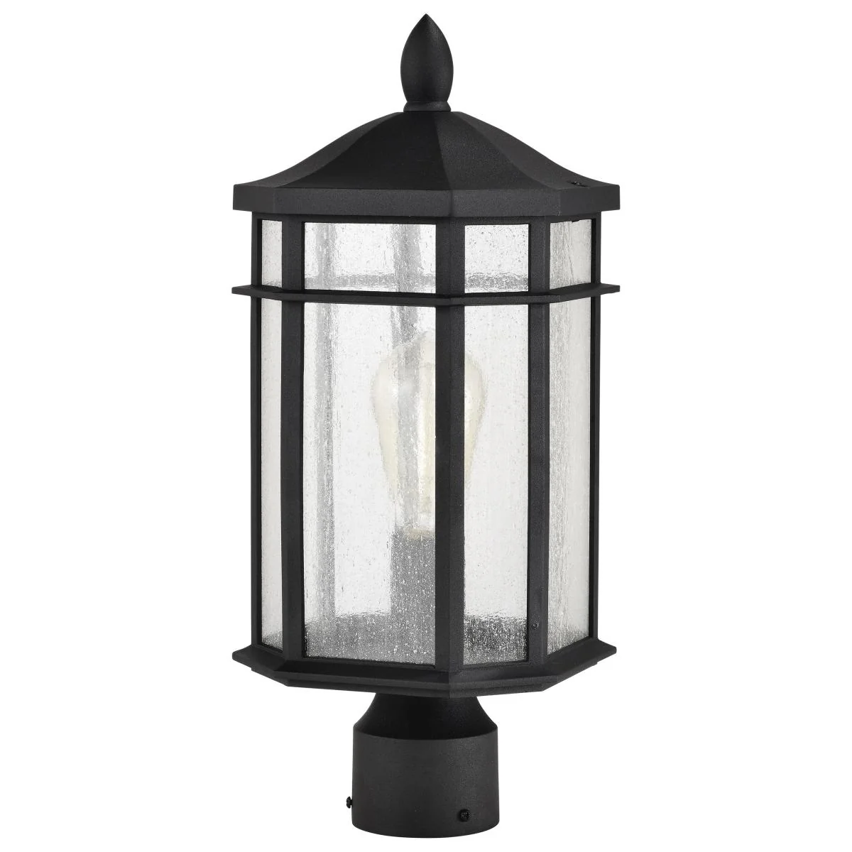 60-5758 RAIDEN 1LT OUTDOOR POST Raiden Collection Outdoor 18 inch Post Light Pole Lantern; Matte Black Finish with Clear Seedy Glass - Cheap-Us