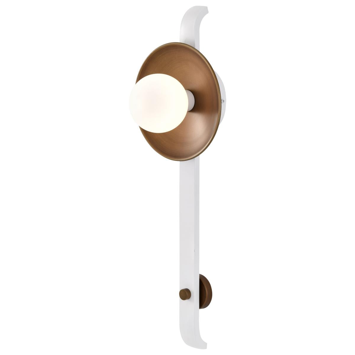 60-7741 COLBY 1 LIGHT WALL SCONCE Colby 1 Light Wall Sconce; White and Natural Brass Finish - Cheap-Us