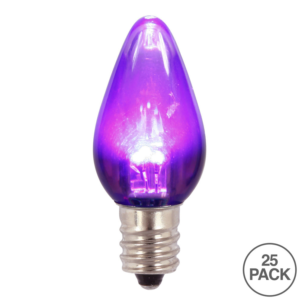 Vickerman C7 Transparent Plastic LED Purple Dimmable Bulb, E12 Nickel Base, 50 Pack. - Cheap-Us