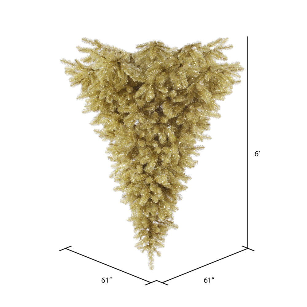 Vickerman 6' Champagne Upside Down Artificial Christmas Half Tree Unlit - Cheap-Us