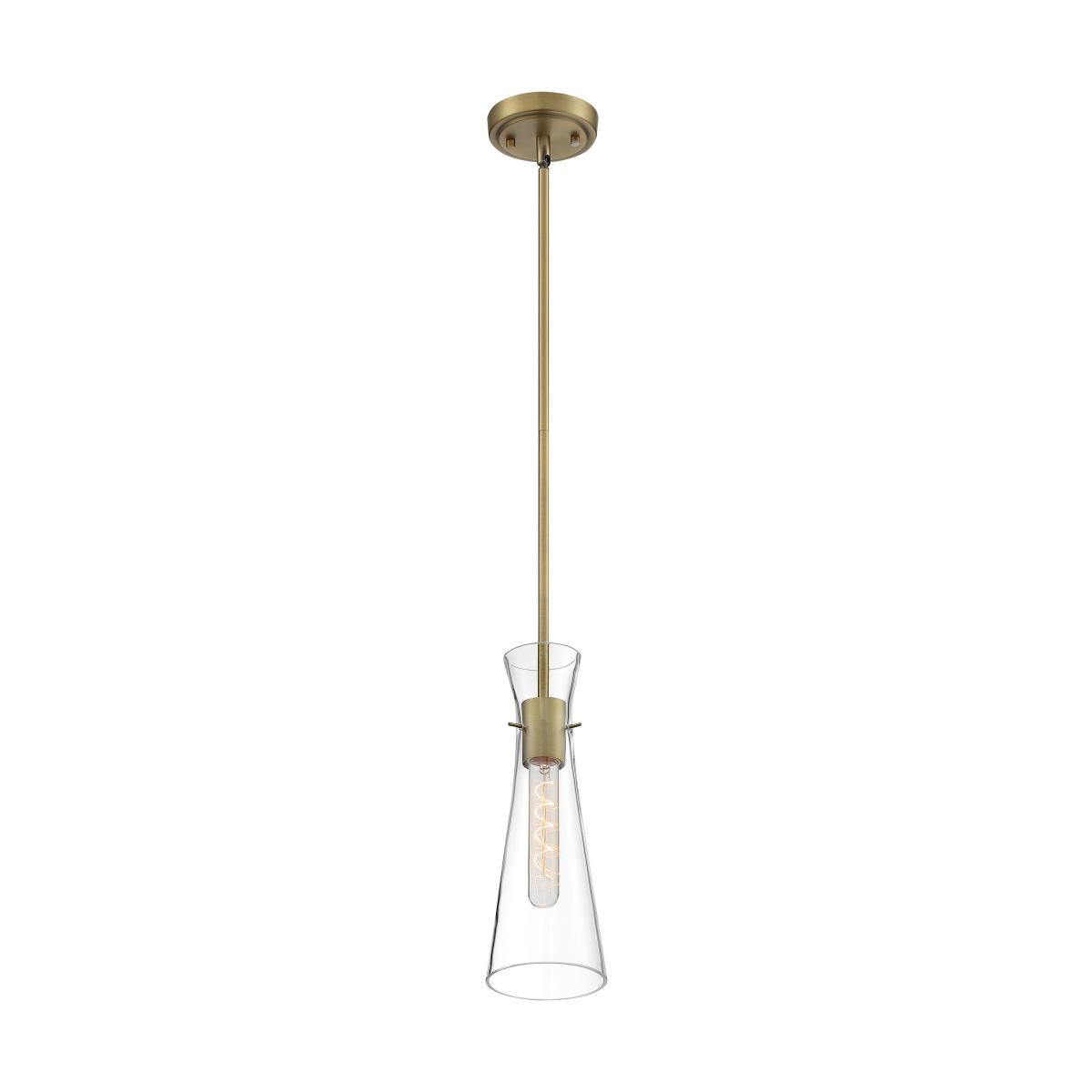 60-6858 BAHARI 1 LIGHT MINI PENDANT Bahari - 1 Light Mini Pendant with Clear Glass - Vintage Brass Finish - Cheap-Us