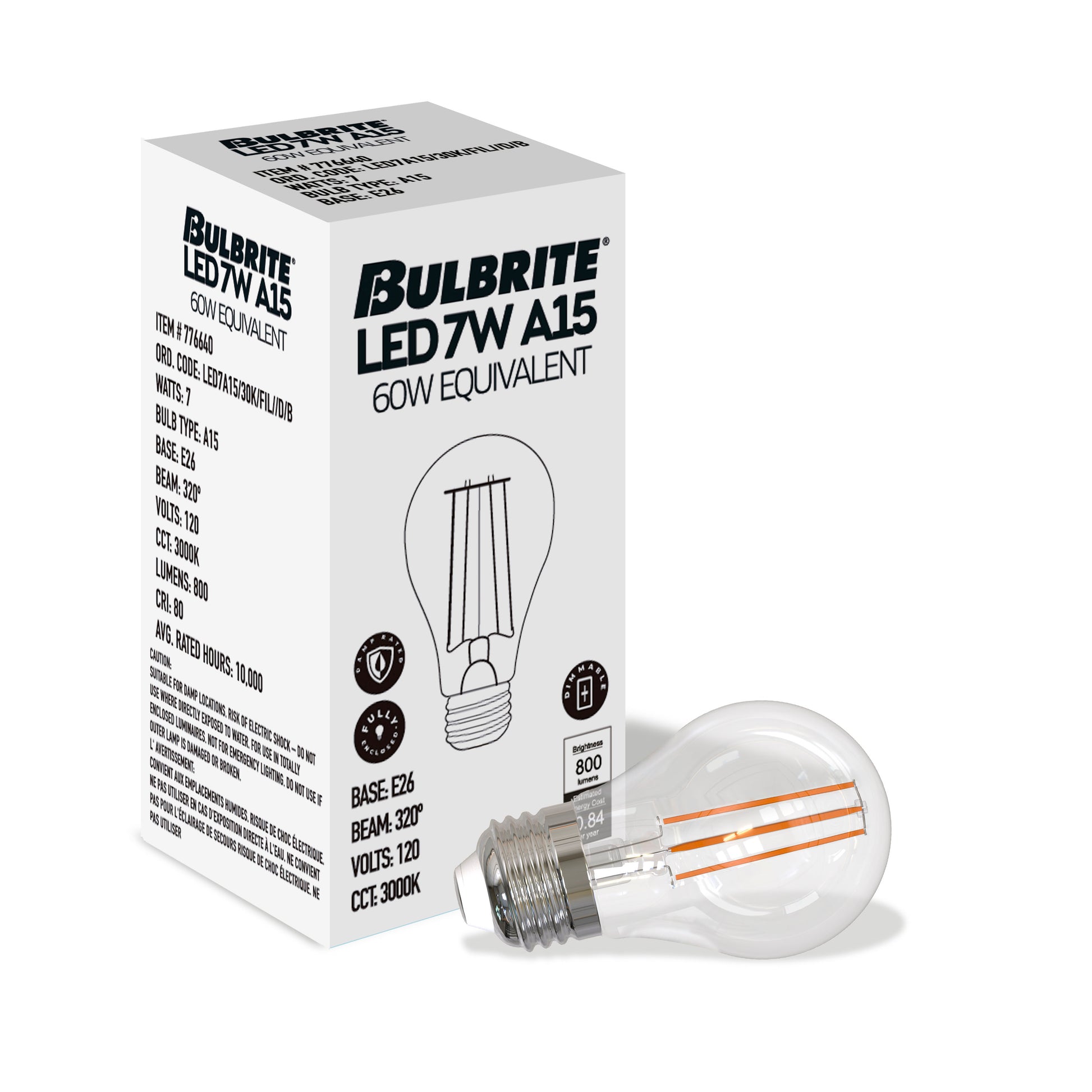 BULBRITE 7W LED A15 3000K FILAMENT BASICS DIMMABLE 4PK - Cheap-Us