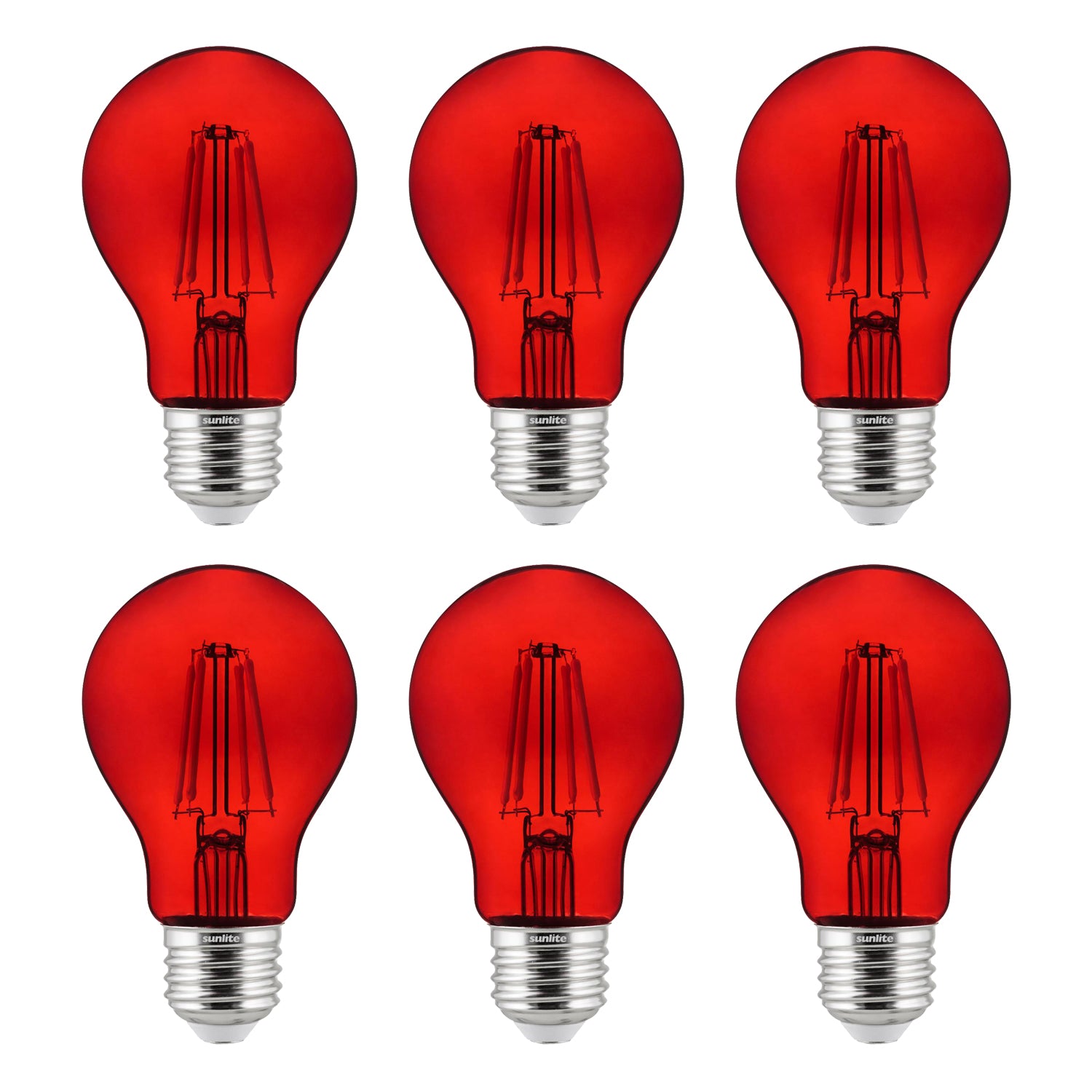 2-Pack Sunlite LED Transparent Red A19 Filament Bulbs, 4.5 Watts, Dimmable, UL Listed - Cheap-Us