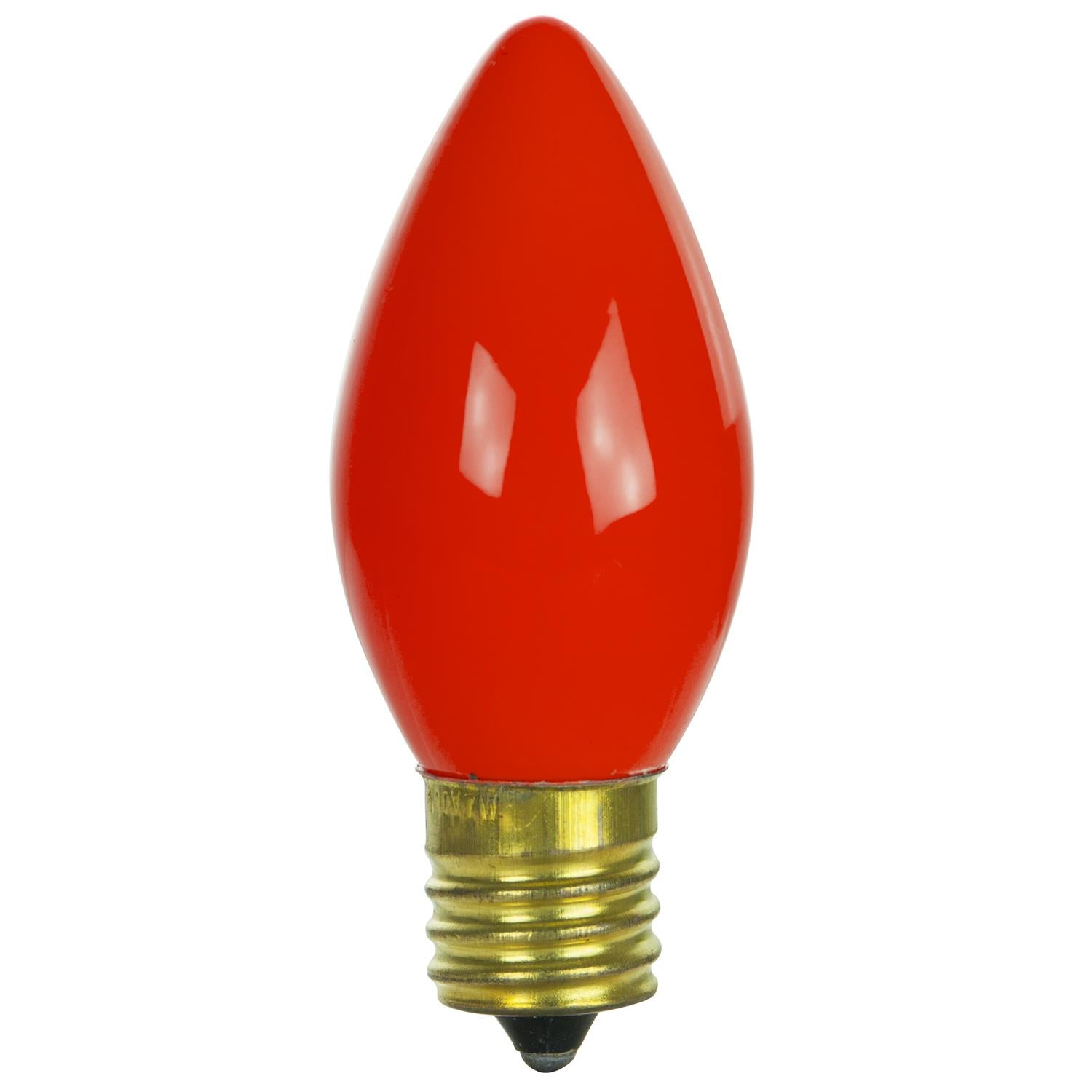 25 Pack Sunlite 7 Watt C9 Colored Night Light, Intermediate Base, Ceramic Red - Cheap-Us