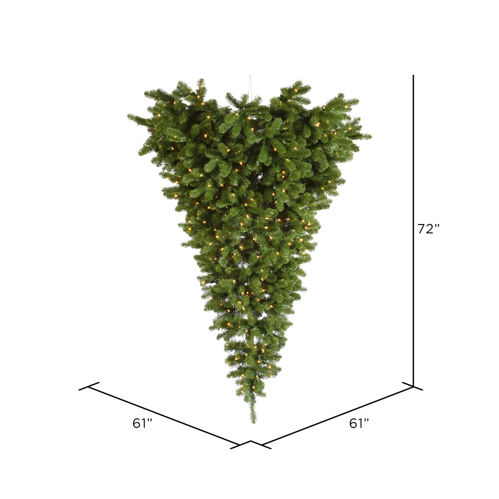 Vickerman 6' American Upside Down Artificial Christmas Half Tree Clear Dura-Lit® Lights - Cheap-Us