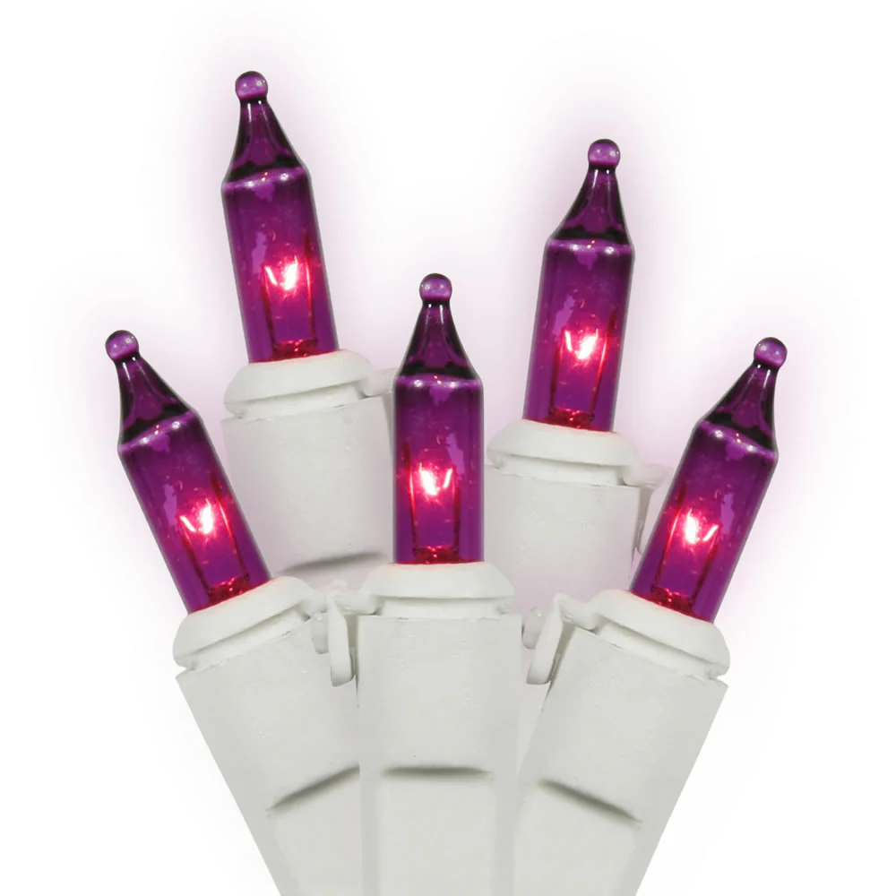 Vickerman 100 Purple Mini Light Icicle Light on White Wire 9' Christmas Light Strand - Cheap-Us